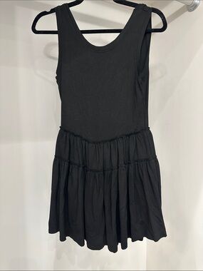 Pink Lily small black tiered tank dress with shorts. Like new